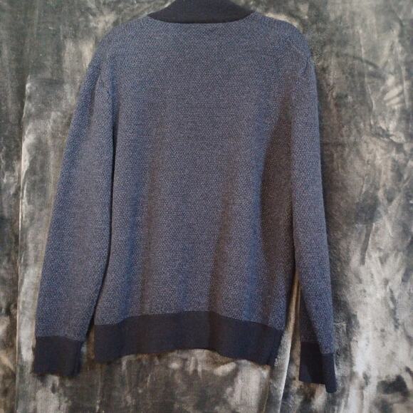 UNTUCKit Sweater Navy Merino Wool Belguardo Birdseye Pullover Large - Picture 7 of 9